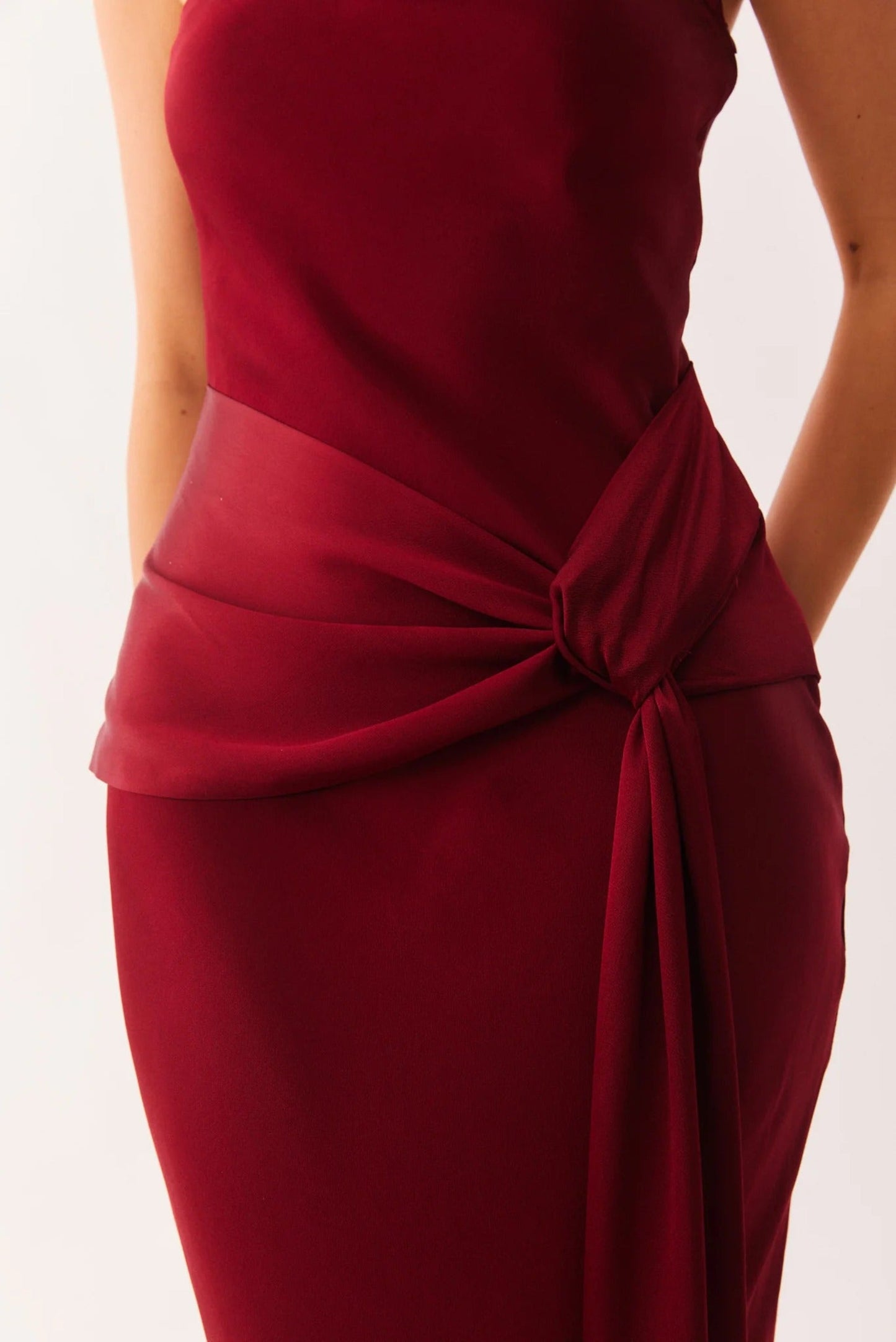 Angie Front Tie Maxi Dress - Wine