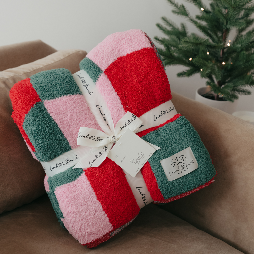 Mixed Check Holiday Cozy Luxe Home Blanket