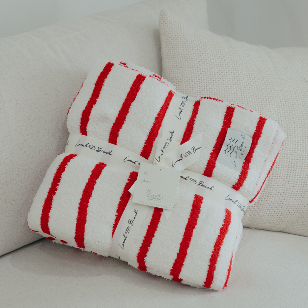 Red/Cream Stripe Cozy Luxe Home Blanket