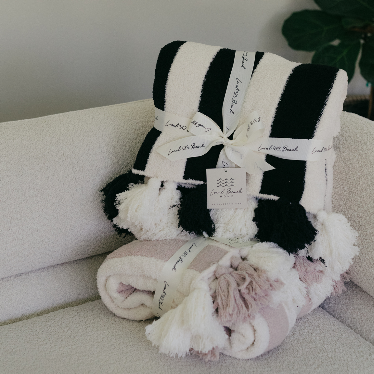 Striped Luxe Home Blanket with Tassels