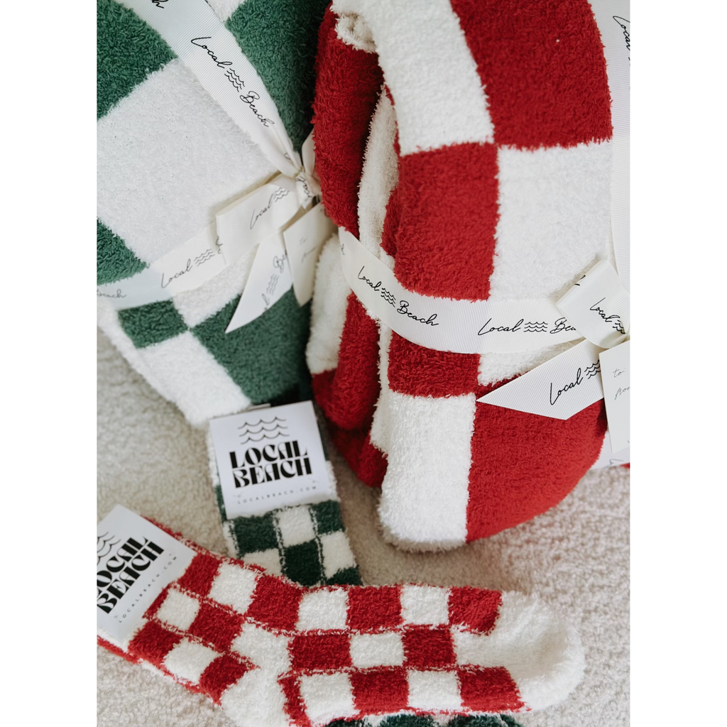 Red/Creme Checker Cozy Luxe Home Blanket