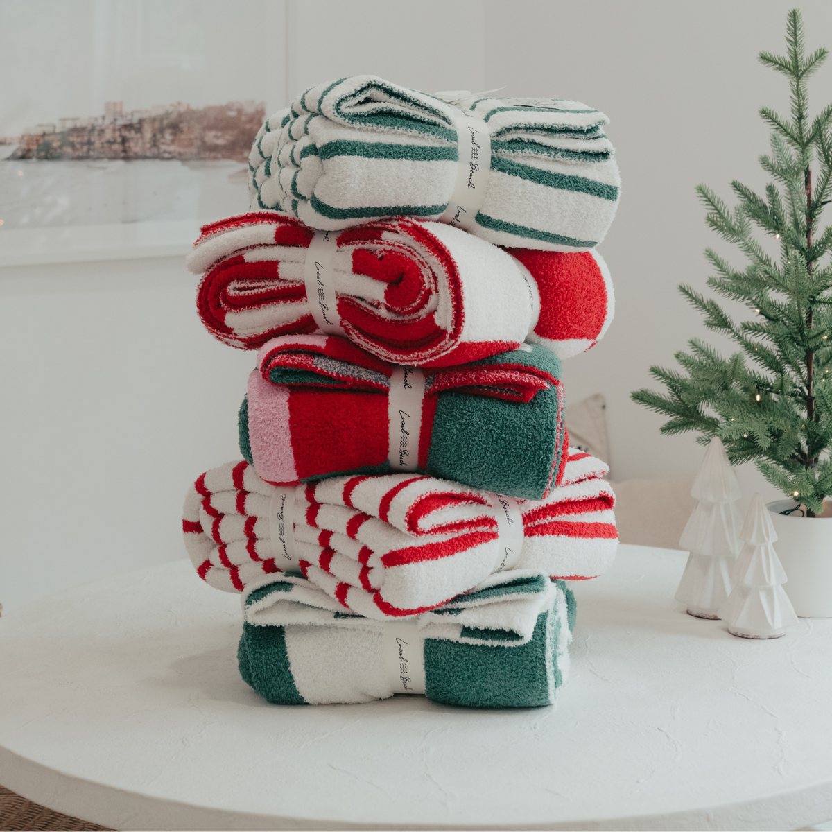Red/Cream Stripe Cozy Luxe Home Blanket