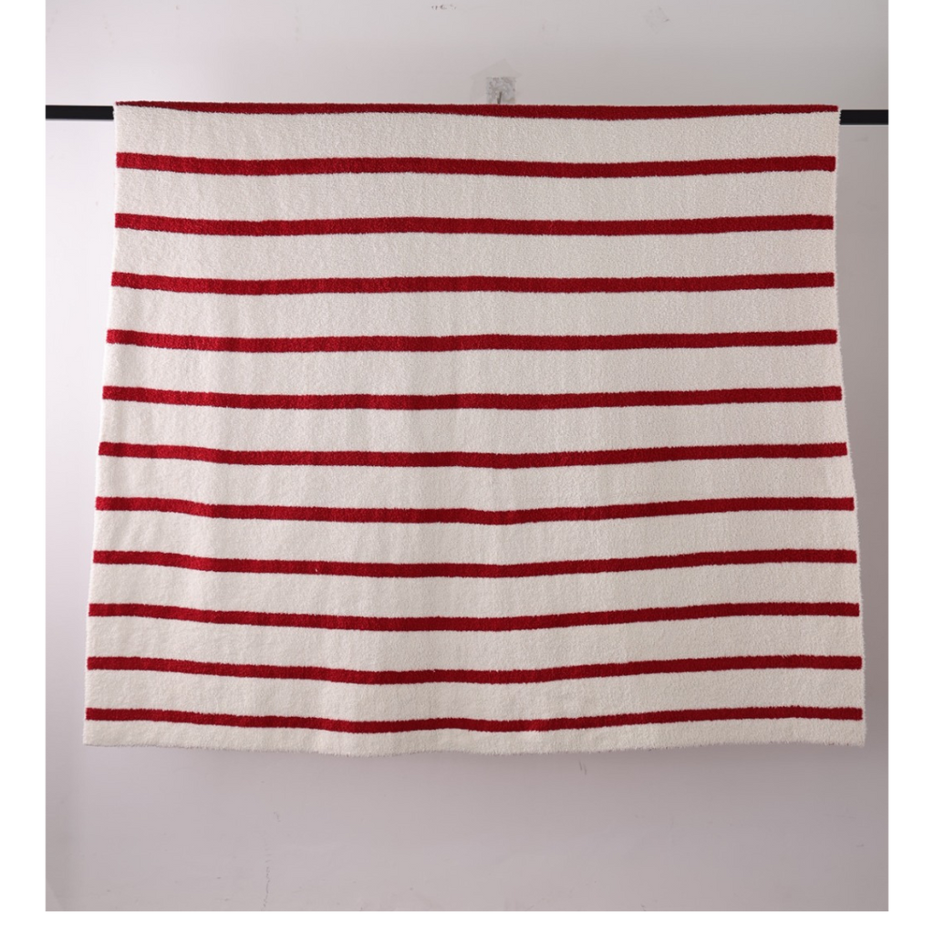 Red/Cream Stripe Cozy Luxe Home Blanket