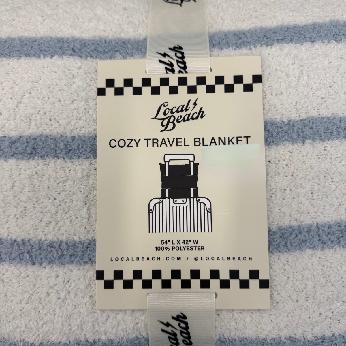 Local Beach Stripe Cozy Travel Blanket Blue