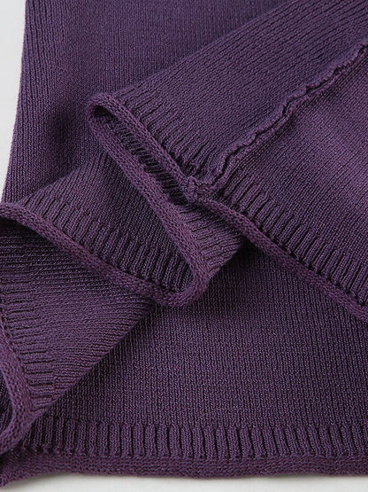 Ribbed Deep V Neck Knit Long Sleeve Tee
