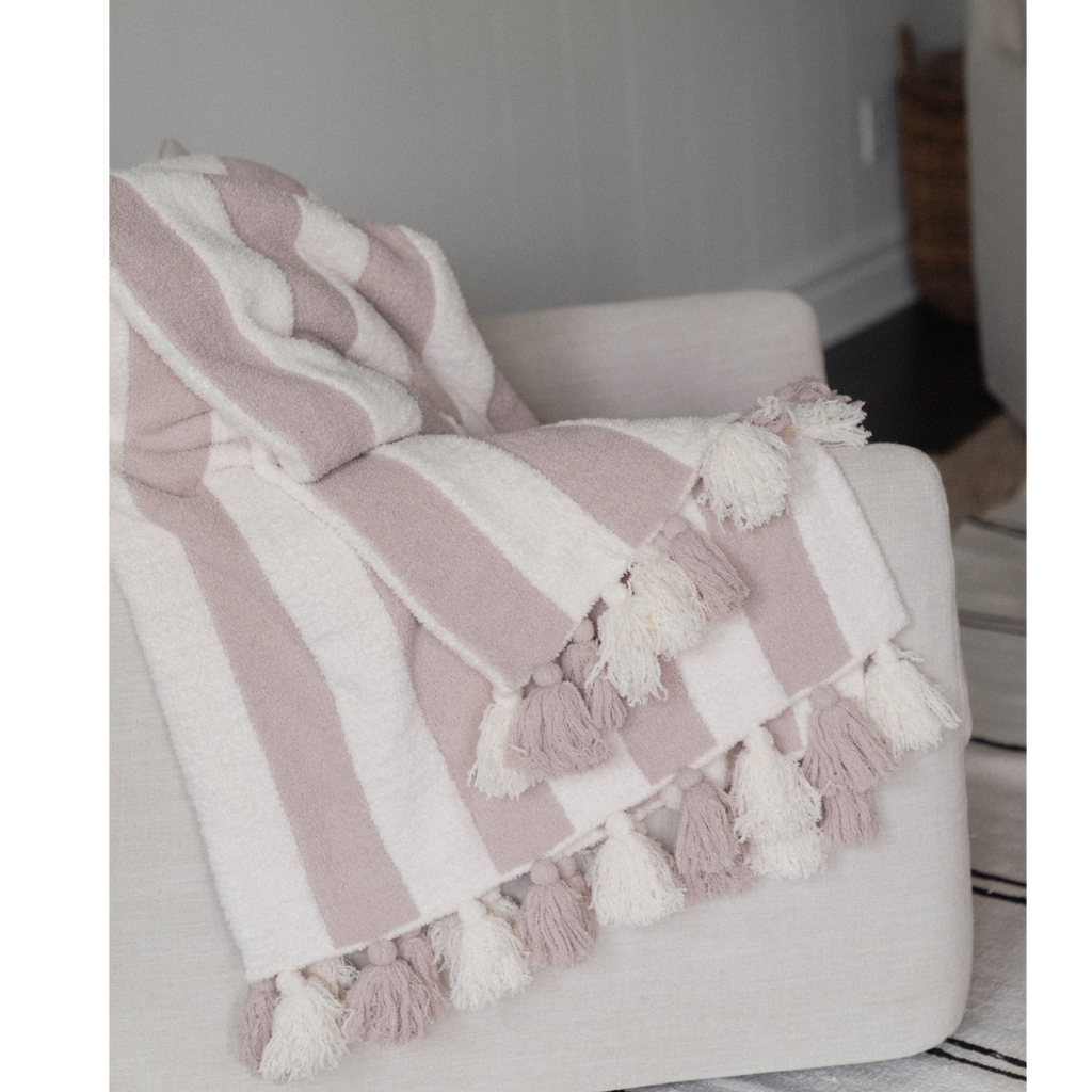 Striped Luxe Home Blanket with Tassels