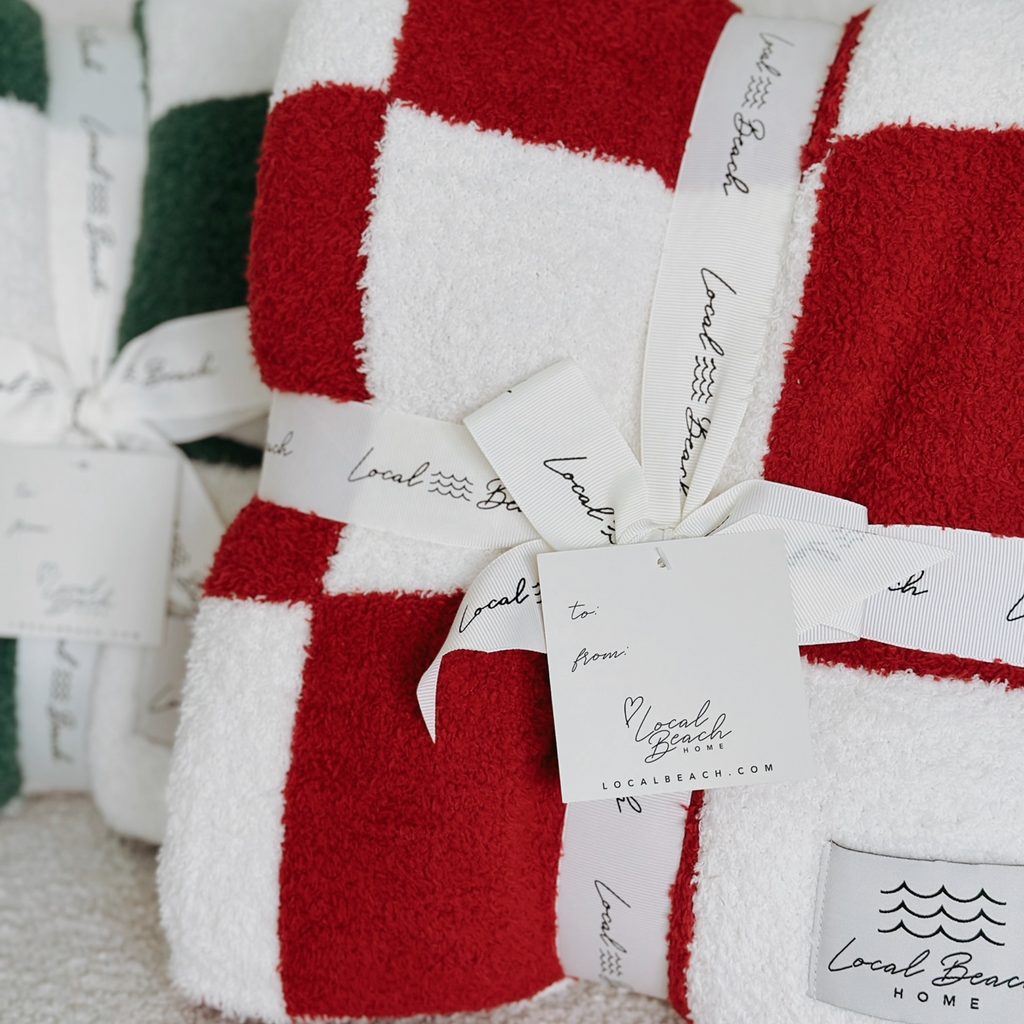 Red/Creme Checker Cozy Luxe Home Blanket