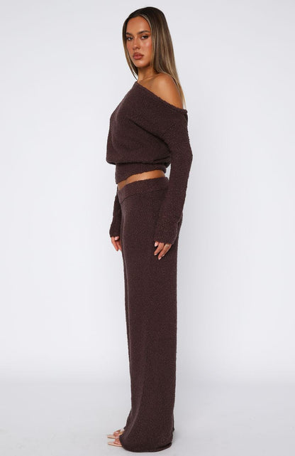Please Be Mine Knit Pants Chocolate