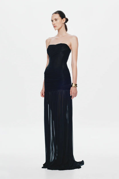 Misha Ember Wrapped Dress - Black