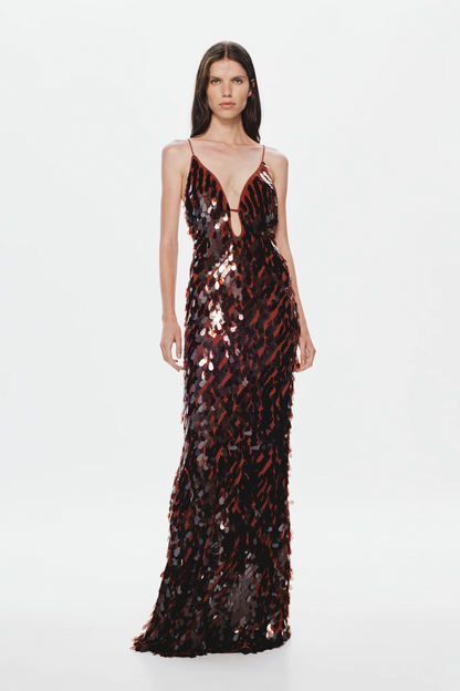 Misha Sapphire Sequin Maxi Dress - Fig
