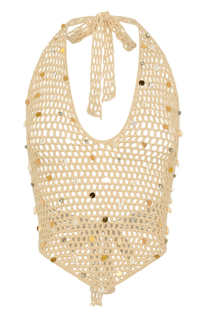 Dance With You Crochet Top Sand